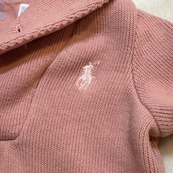 Ralph Lauren Sweater Romper sz 3 m Pink Knit Romper Preppy Classic One Piece - Picture 4 of 7